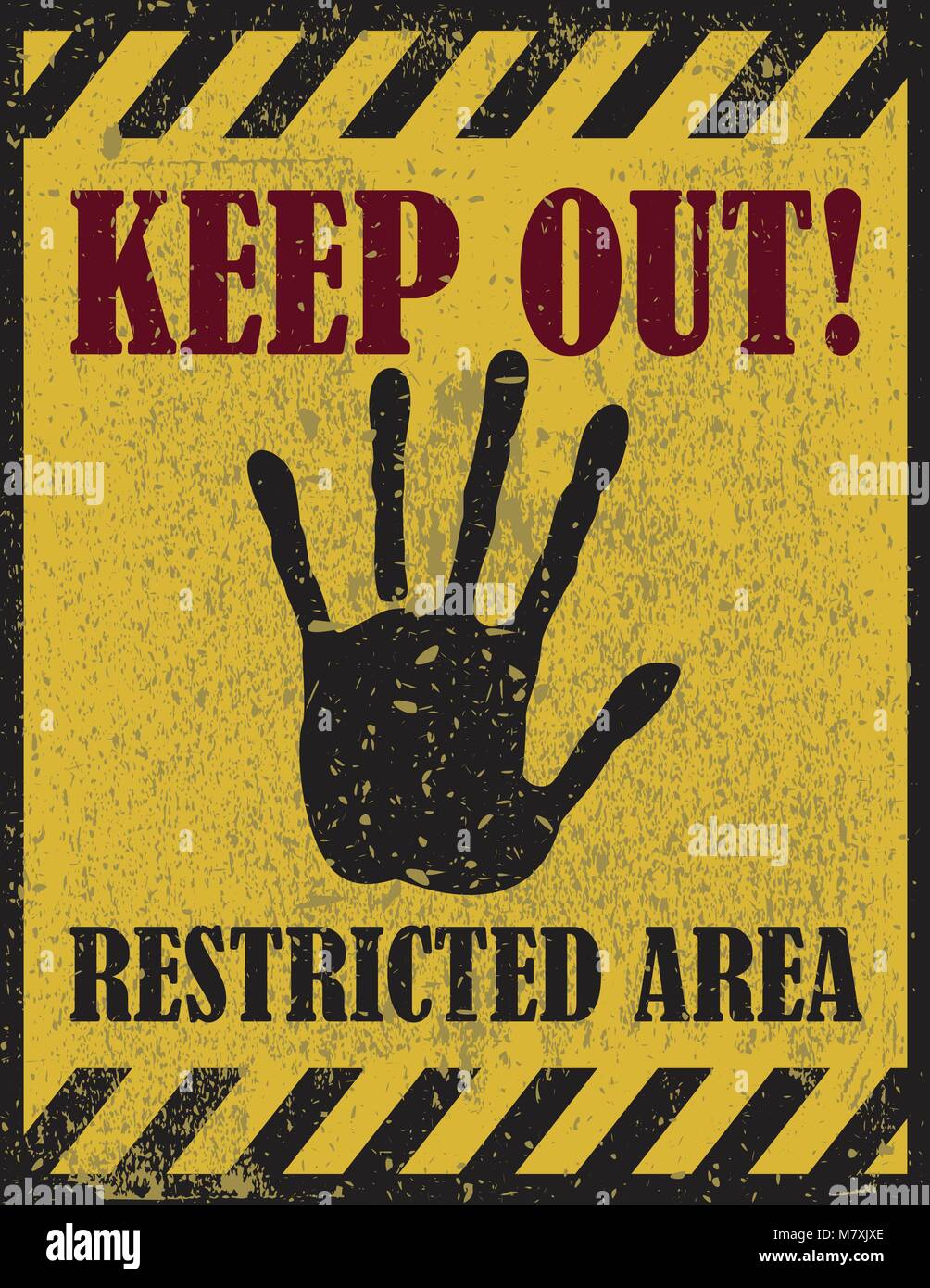 Keep out warning, restricted area sign, warning sign Stock Vector