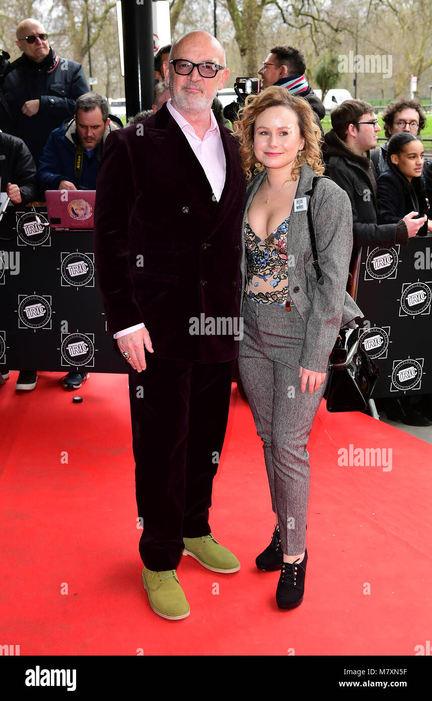 Connor McIntyre (left) and Dolly-Rose Campbell attending the 2018 TRIC Awards at the Grosvenor House Hotel, London. Stock Photo