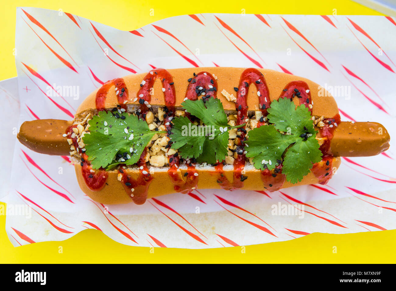 Street food organic vegan tofu hot dog Stock Photo Alamy
