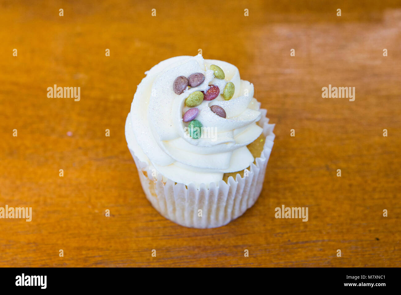 Mini vanilla cupcake Stock Photo