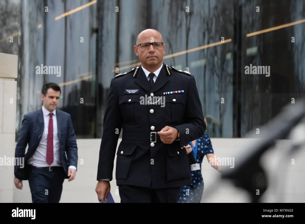 UK's head of counter-terrorism policing Neil Basu, arrives to address the media at Scotland Yard, where he explained that the investigators' 'prime focus' is how poison was administered to former Russian double agent Sergei Skripal and his daughter Yulia, as police and members of the armed forces continue to investigate the suspected nerve agent attack in Salisbury. Stock Photo