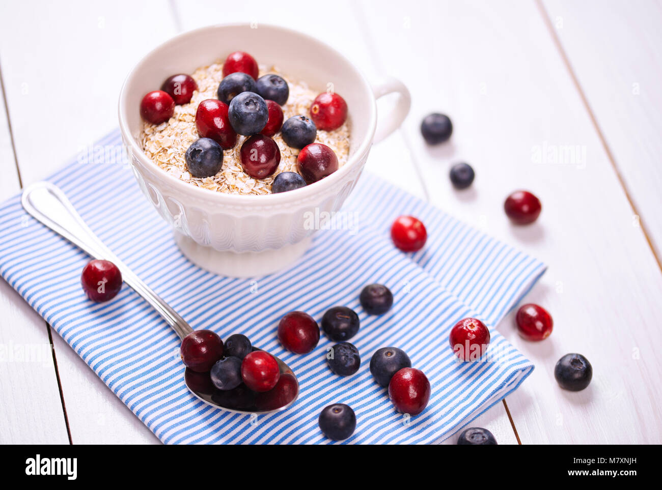 Close up of porridge with fruit Stock Photo