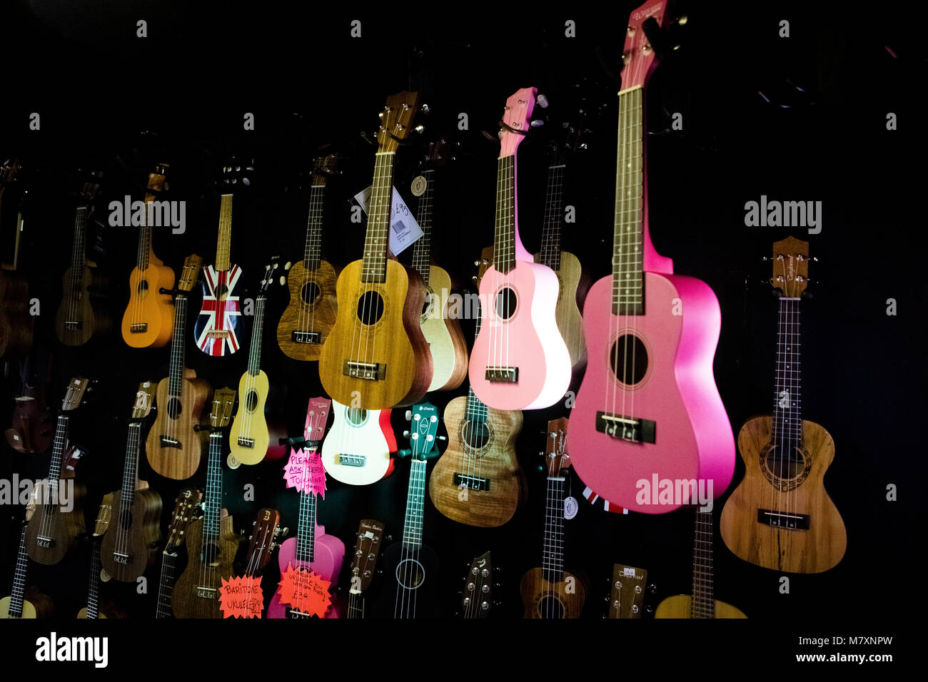 Guitars on sale. Stock Photo