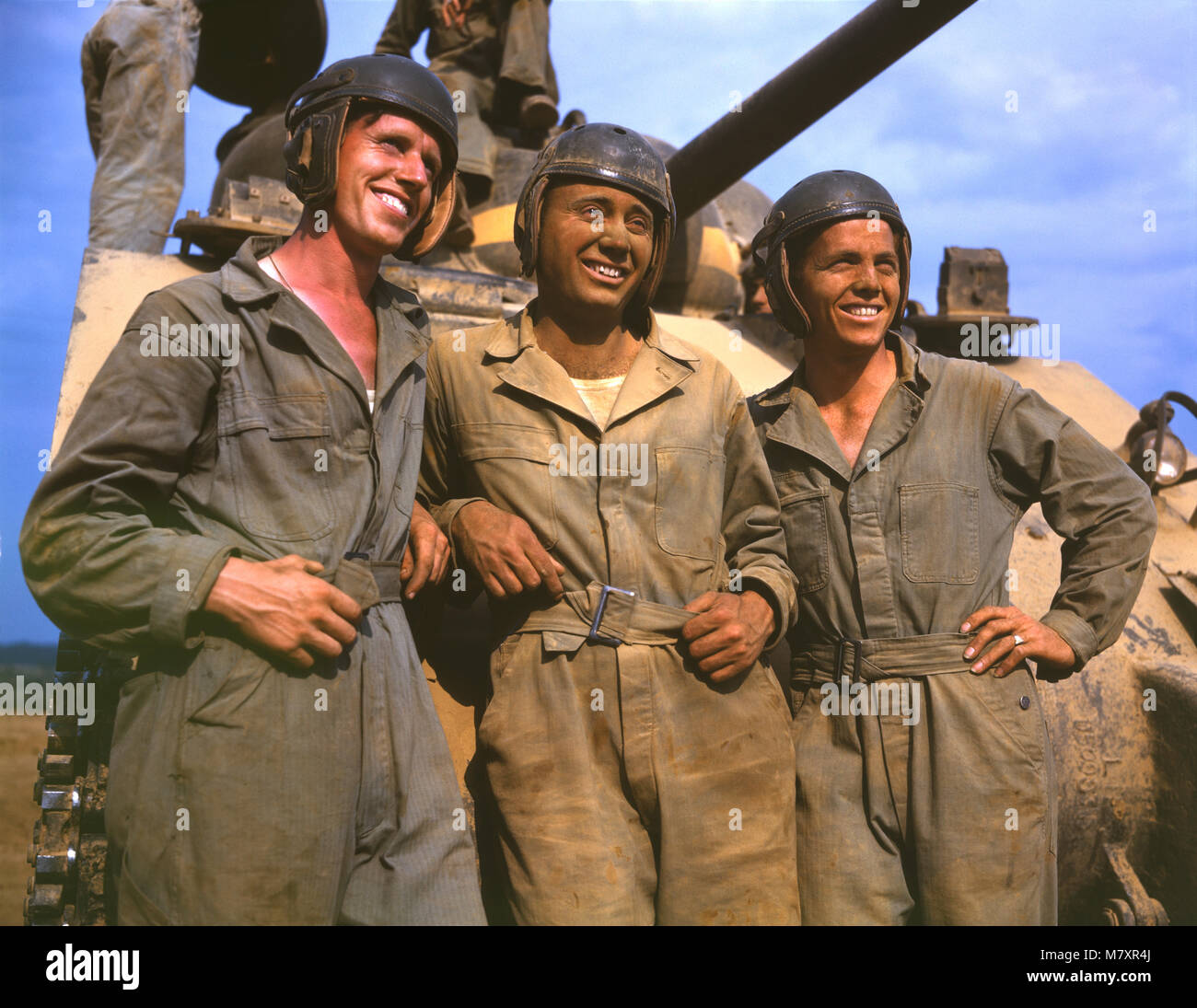 M-4 Tank Crew, Fort Knox, Kentucky, USA, Alfred T. Palmer for Office of War Information, June 1942 Stock Photo