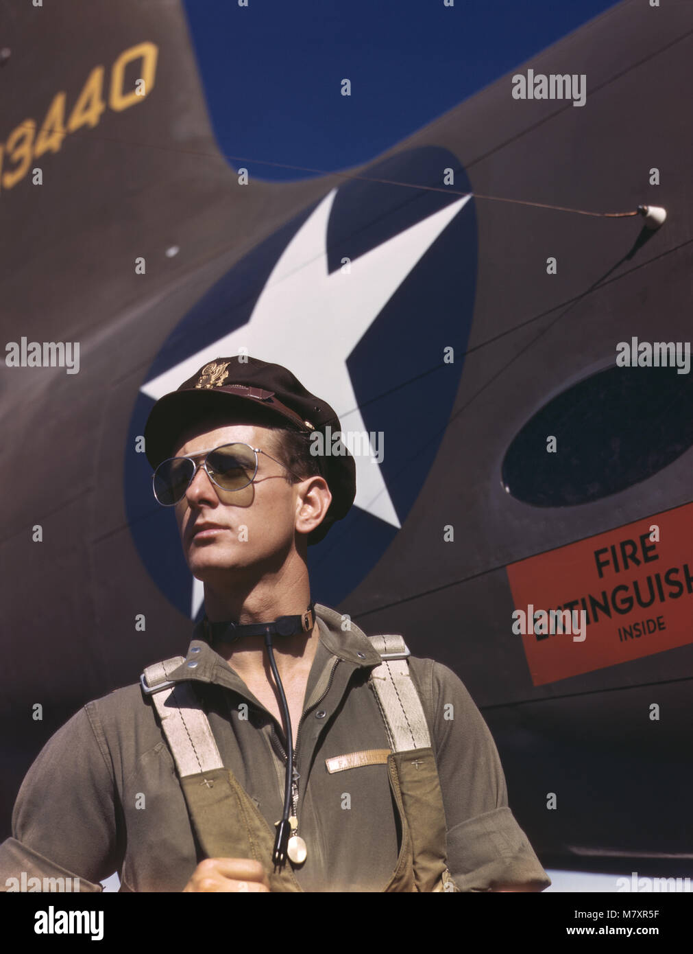 F.W. Hunter, Army Test Pilot, Douglas Aircraft Company, Long Beach, California, USA, Alfred T. Palmer, U.S. Office of War Information, October 1942 Stock Photo