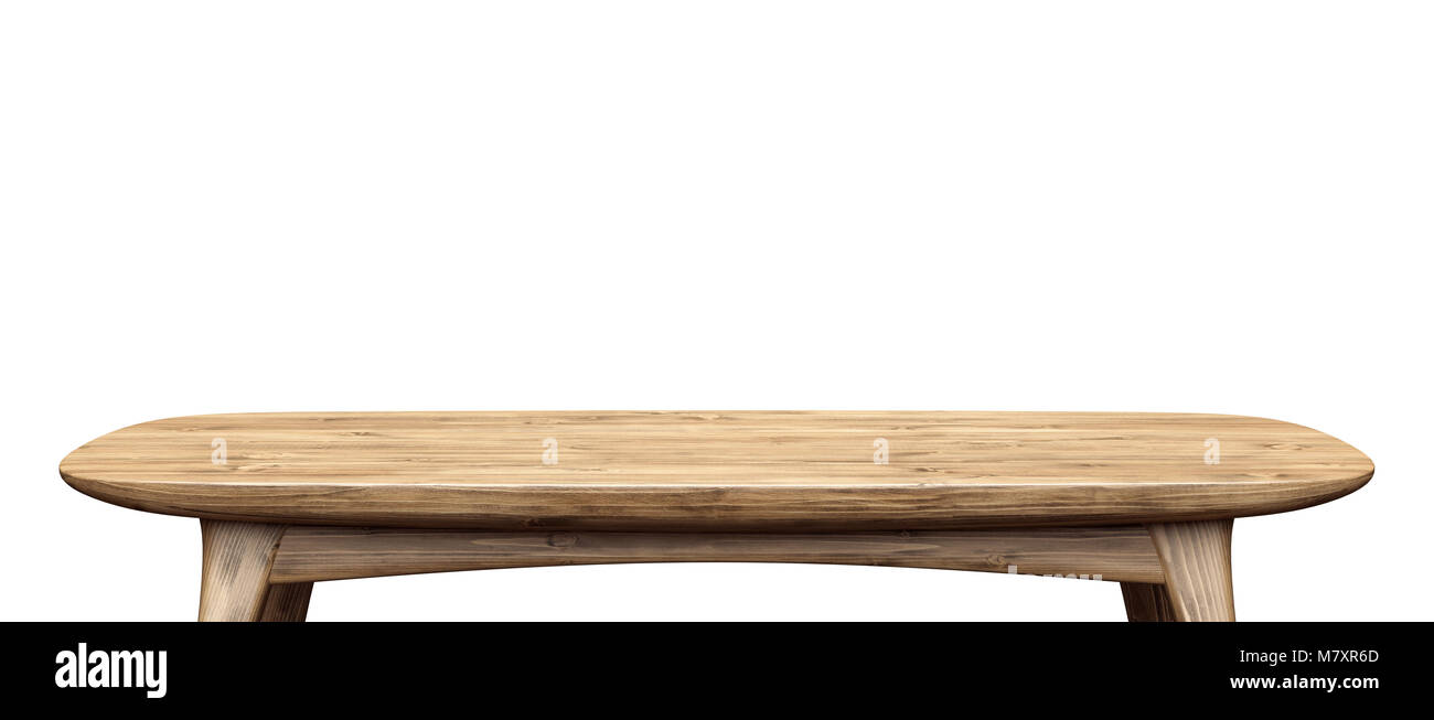 Wooden tabletop. Table isolated on white background Stock Photo - Alamy