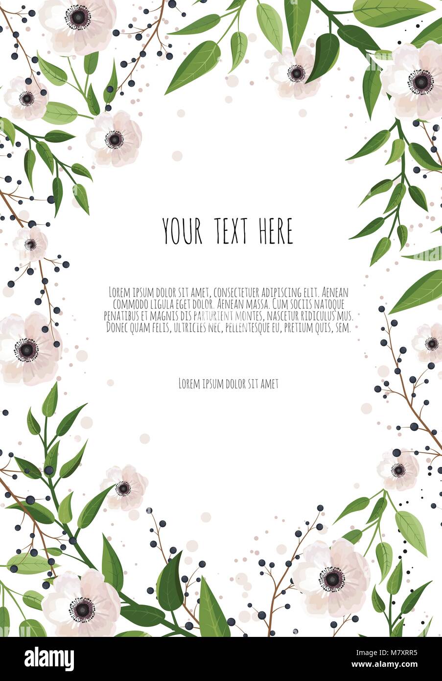 Floral wreath with green eucalyptus leaves. Frame border with copy ...