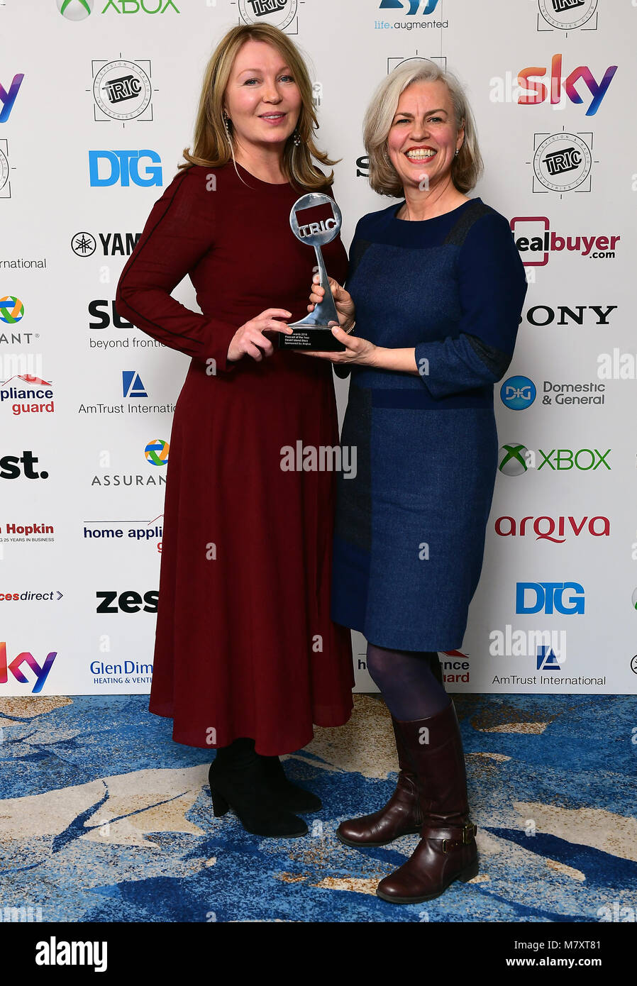 Kirsty Young (left) during the 2018 TRIC Awards at the Grosvenor House Hotel, London. Stock Photo