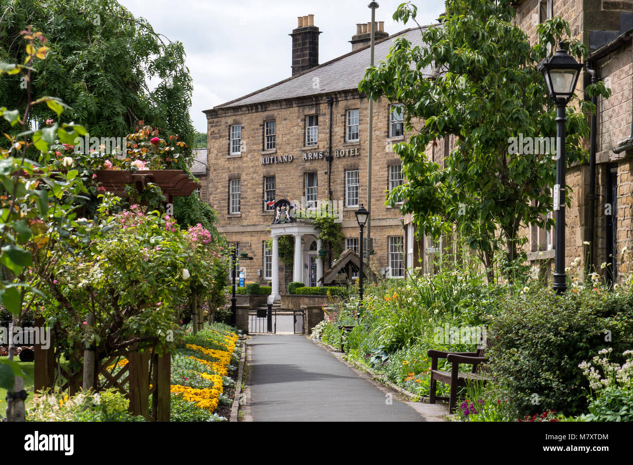 Rutland Arms Hotel and Bath Garden Bakewell Derbyshire England Stock Photo