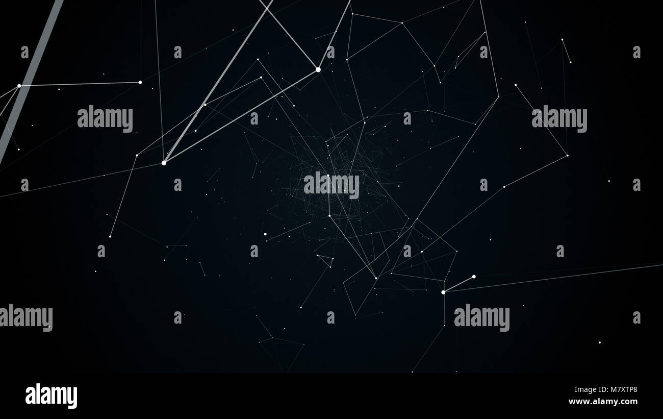 fly during network connections between nodes - dots, illustration ...