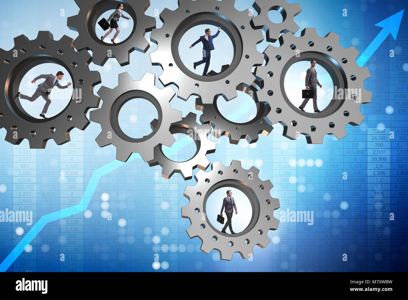 Teamwork concept with cogwheels and business people Stock Photo - Alamy