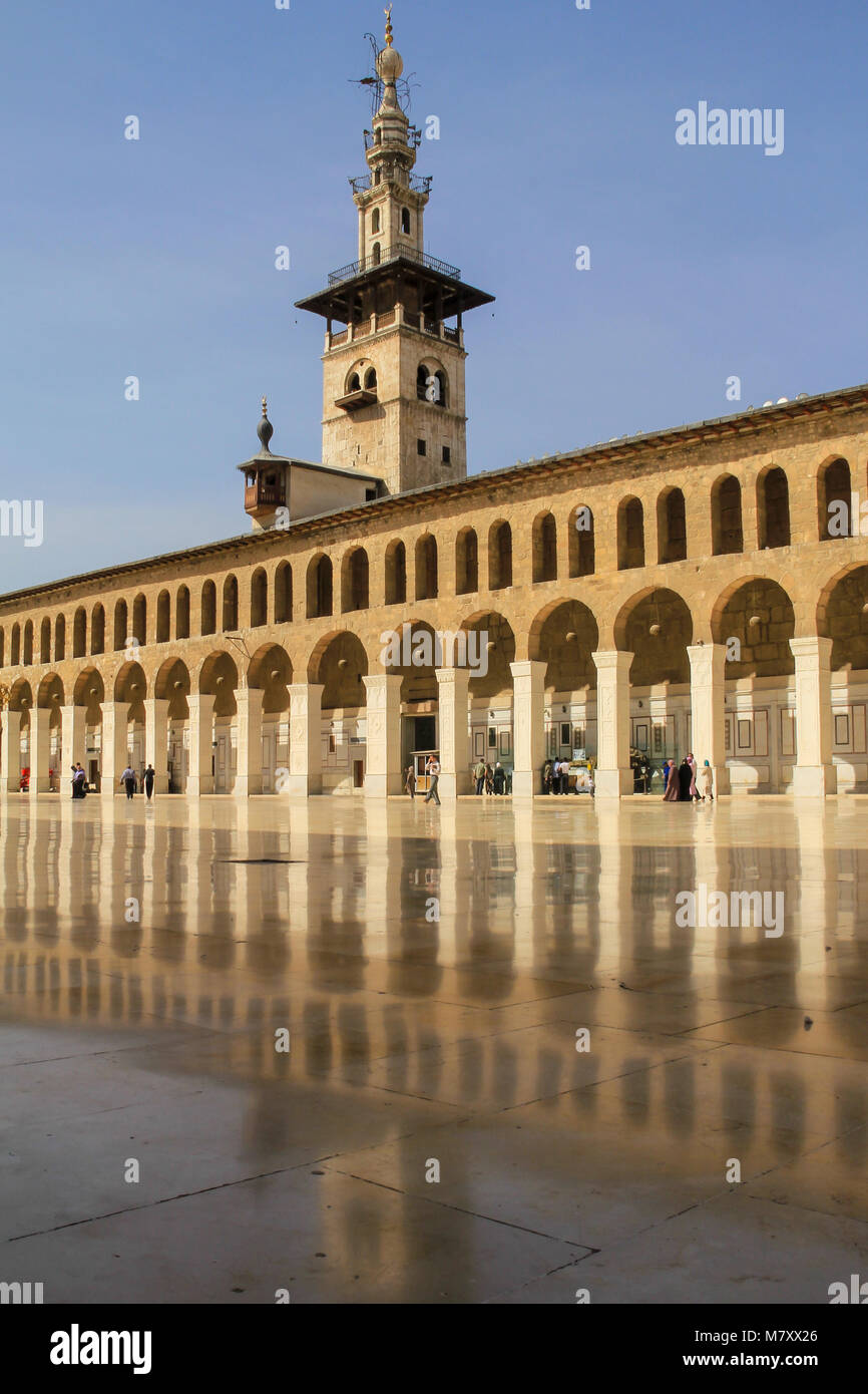 The Umayyad Mosque, also known as the Great Mosque of Damascus is one of the largest and oldest mosques in the world. Stock Photo