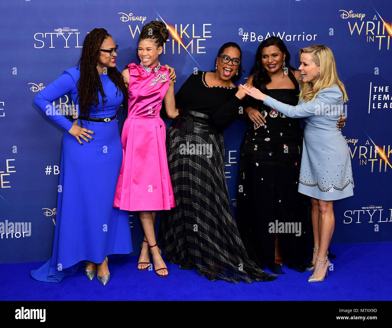 Left to right, Ava DuVernay, Storm Reid, Oprah Winfrey, Mindy Kaling