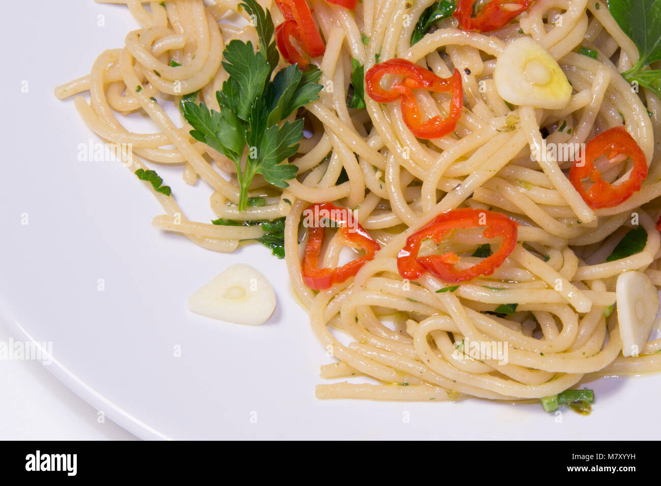 Spaghetti garlic, hot pepper,olive oil , Spaghetti aglio, olio, peperoncino Italian