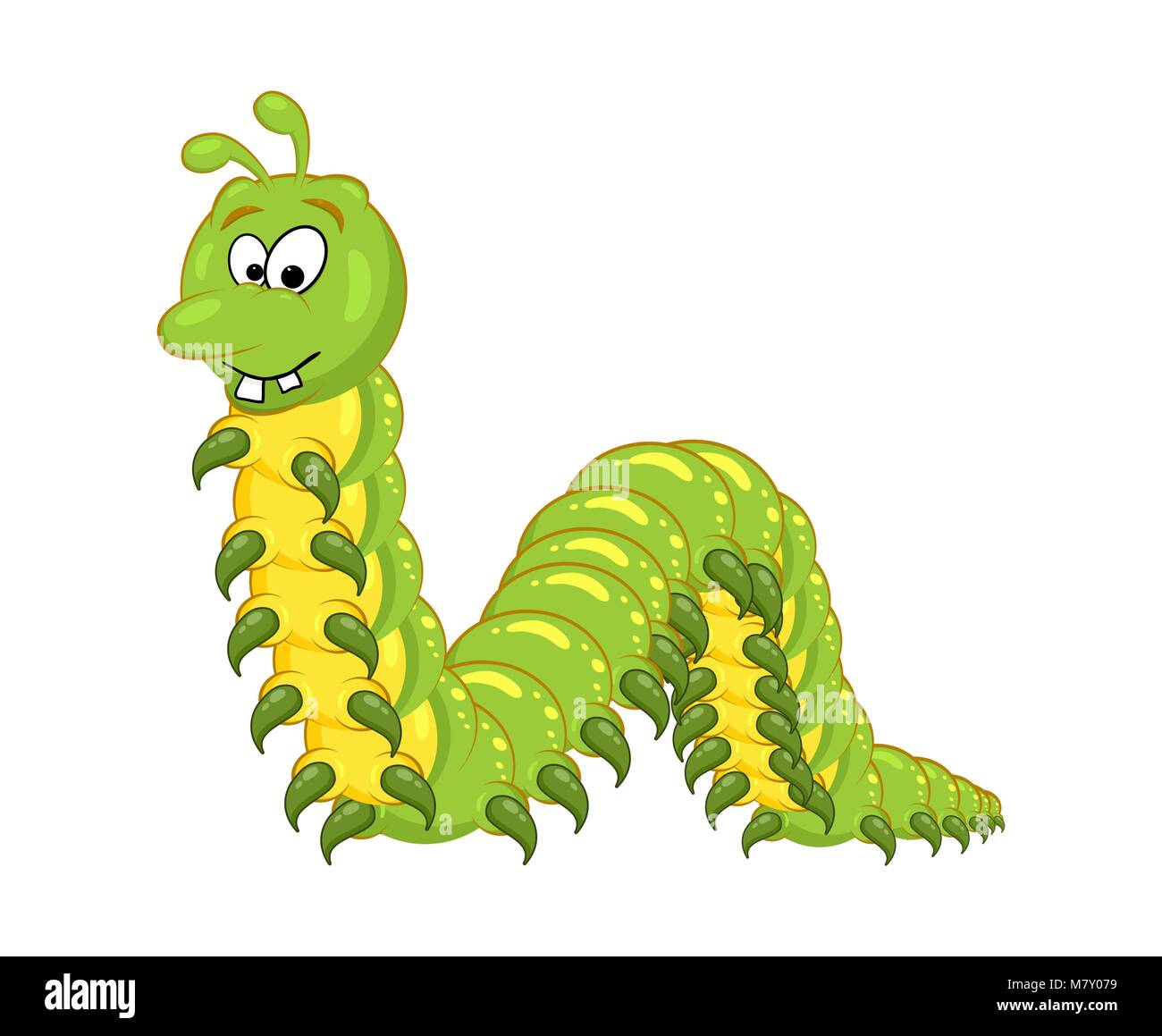 cartoon millipede with teeth character isolated on white background Stock Vector
