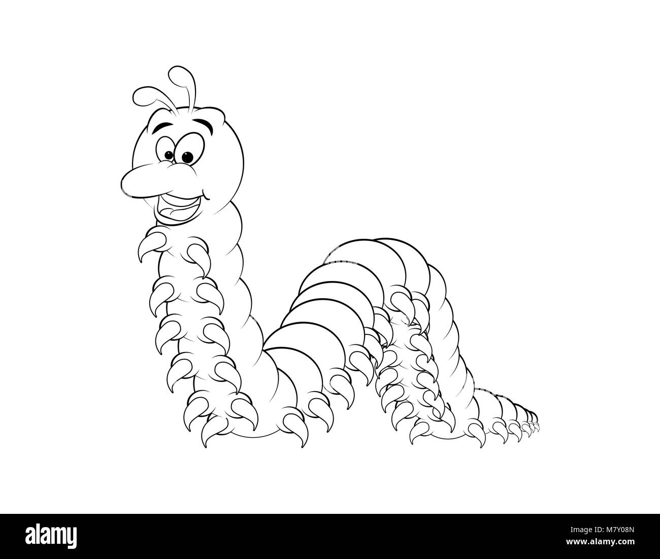cartoon millipede outline character isolated on white background Stock  Vector Image & Art - Alamy