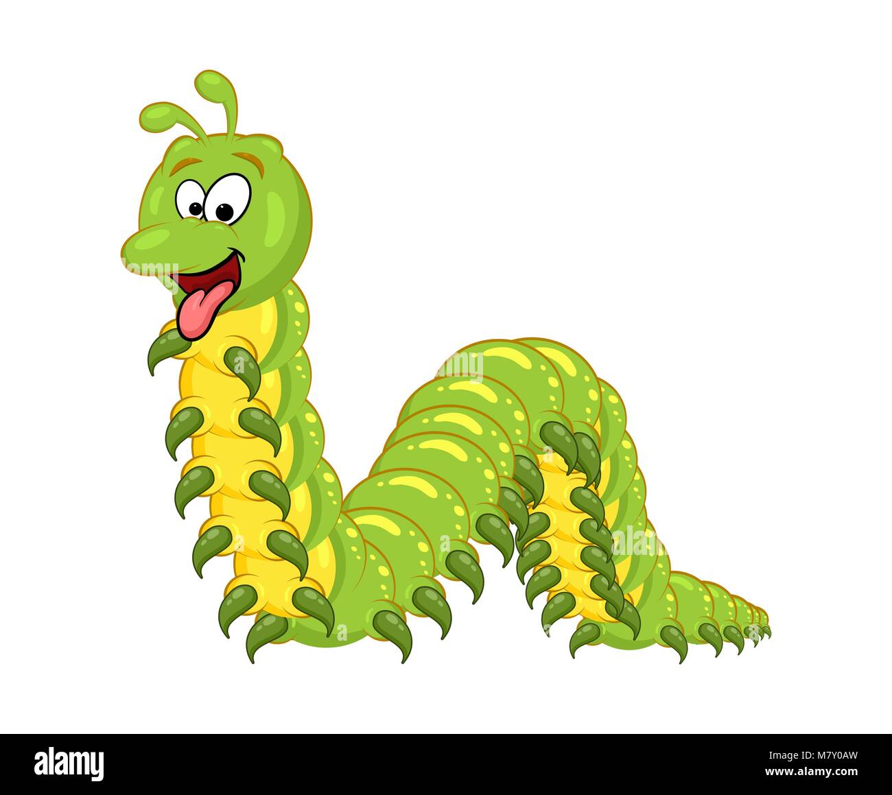 cartoon millipede with tongue character isolated on white background Stock Vector