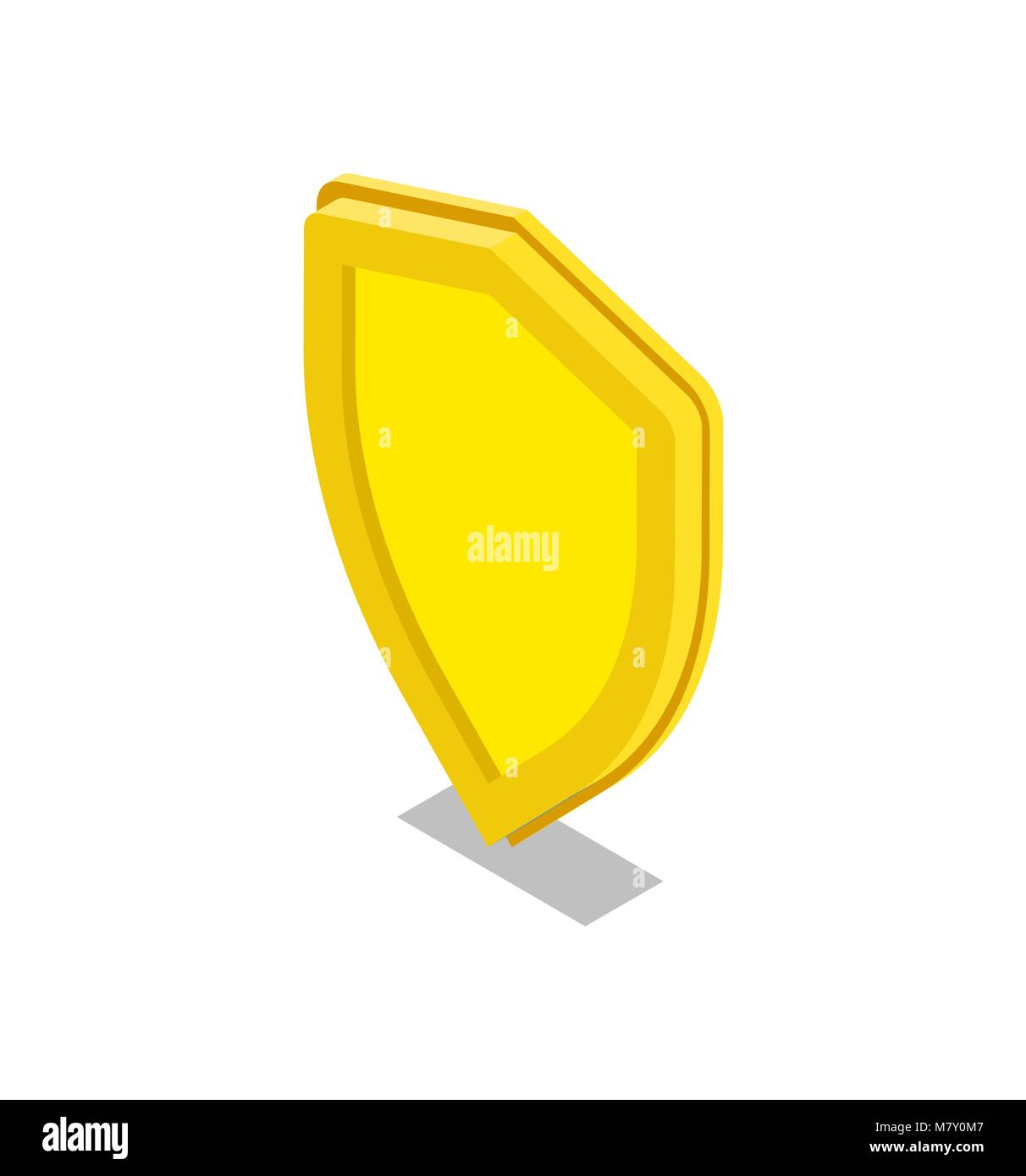 Yellow shield isometric 3D icon Stock Vector