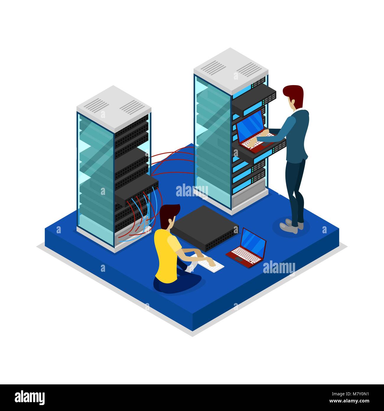 Installing and programing hardware in rack server Stock Vector Image