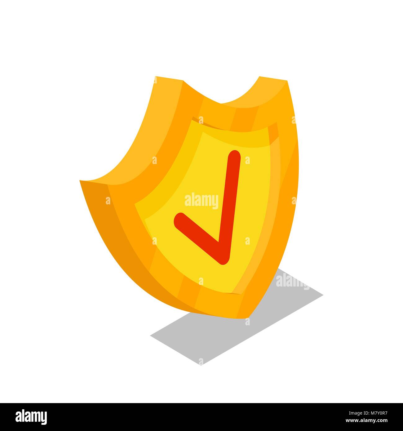 Golden shield isometric 3D icon Stock Vector