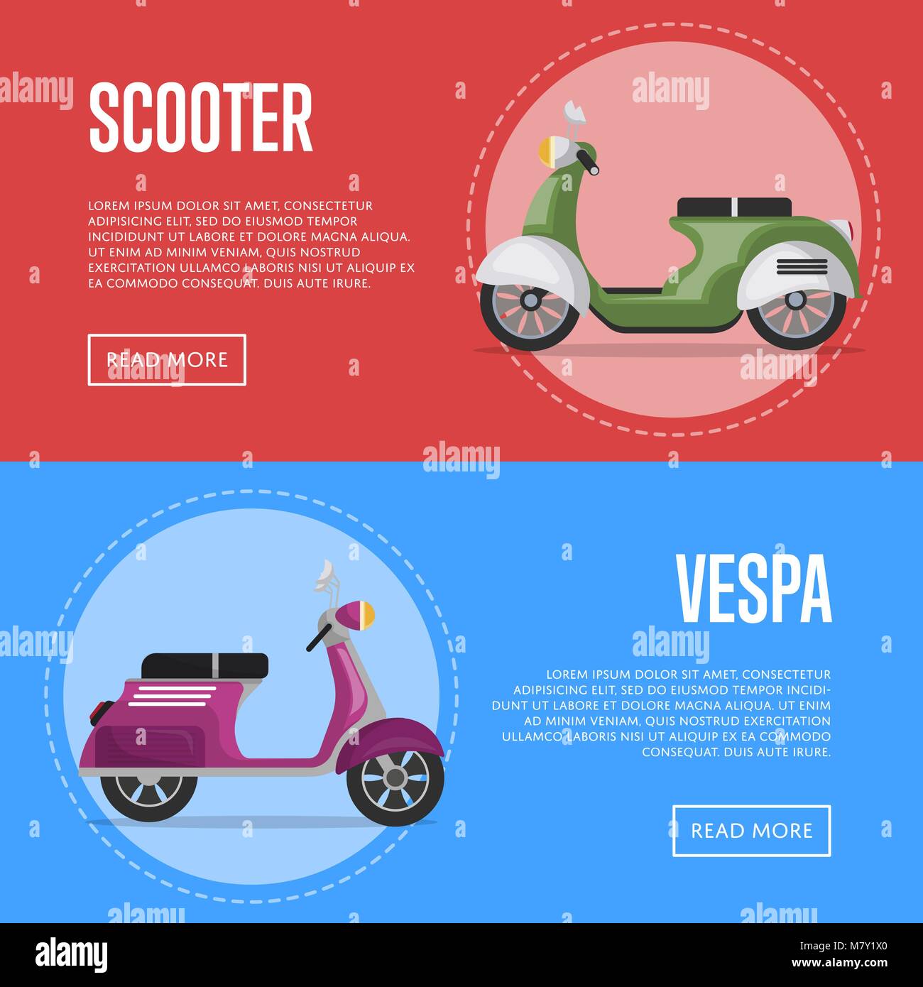 Vespa scooter flyers with classic city mopeds Stock Vector Image & Art