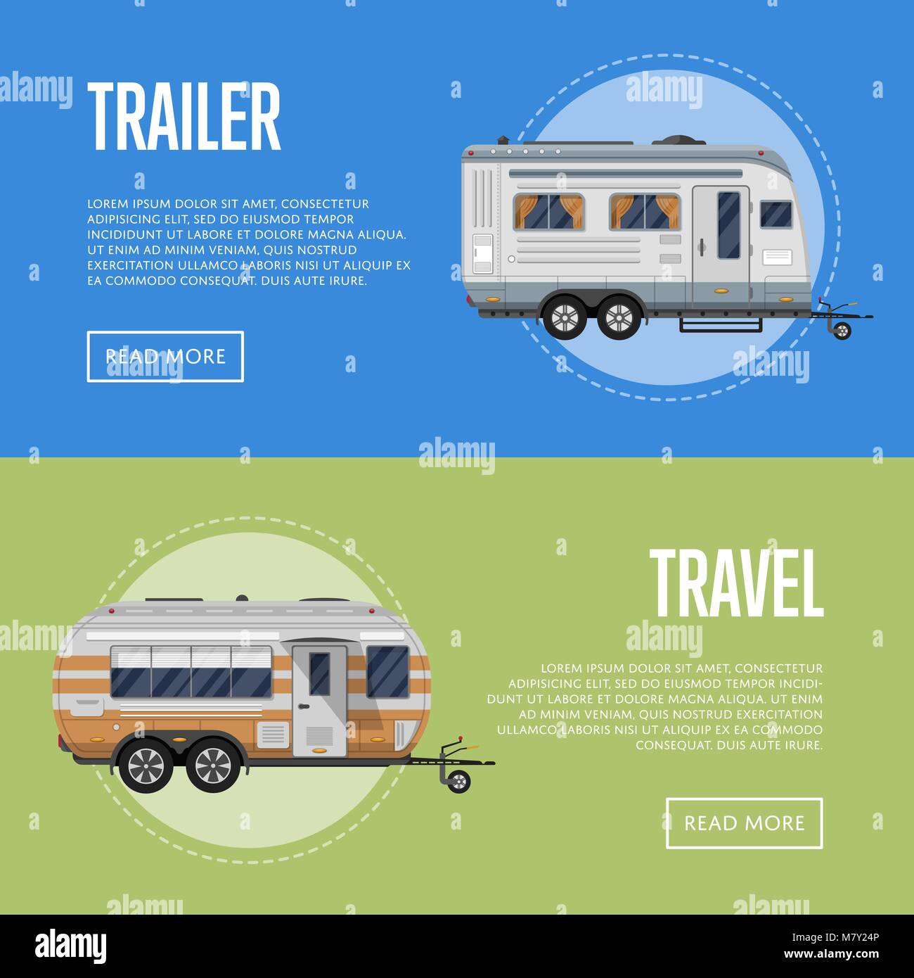 Modern travel trailer flyers set Stock Vector Image & Art Alamy