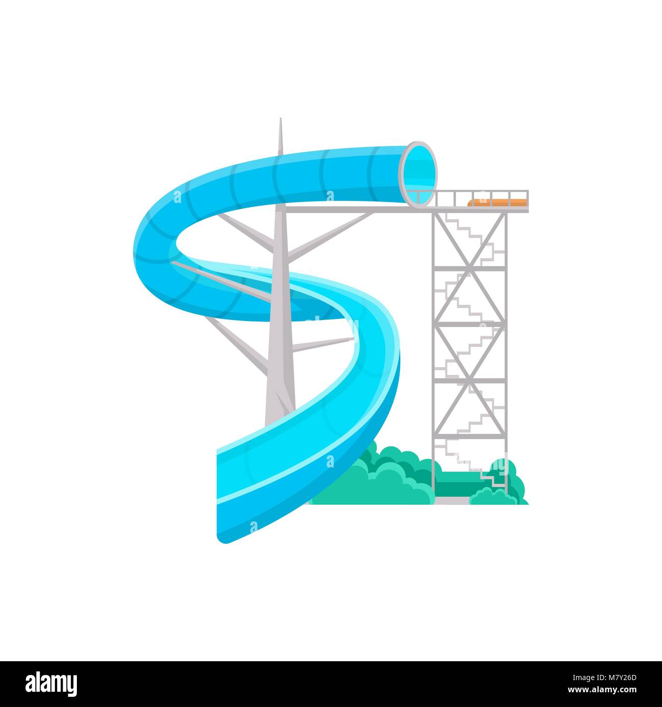Blue aquapark water slide icon Stock Vector