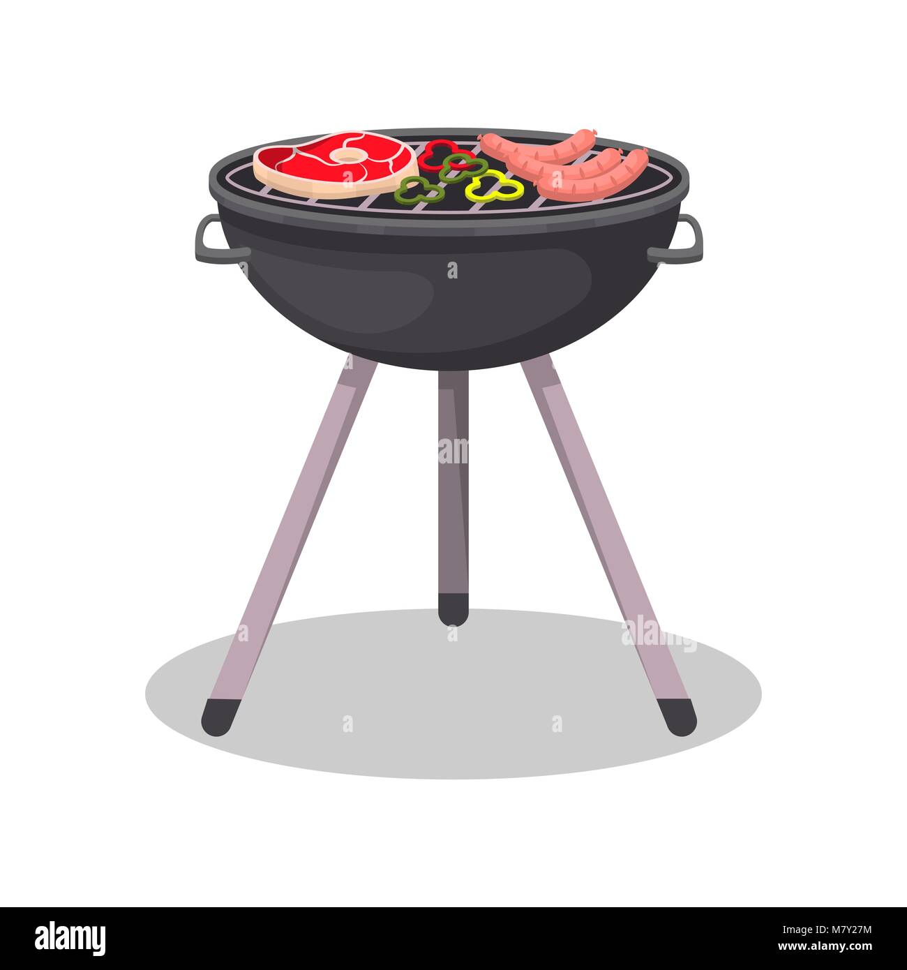 Barbecue grill with grilled meat steak icon Stock Vector Image & Art ...