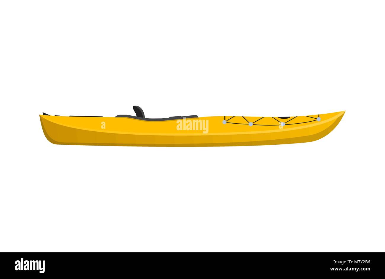 Side view yellow travel kayak isolated icon Stock Vector