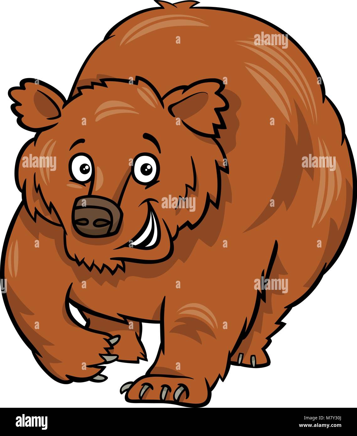 Cartoon Illustration of Grizzly Bear Animal Character Stock Vector