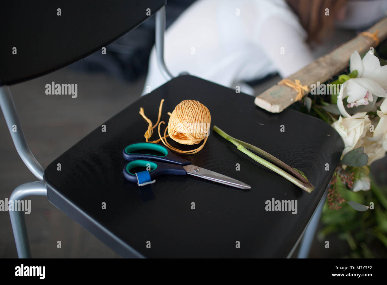 Florists make a floral arrangement. Process of work Stock Photo Alamy