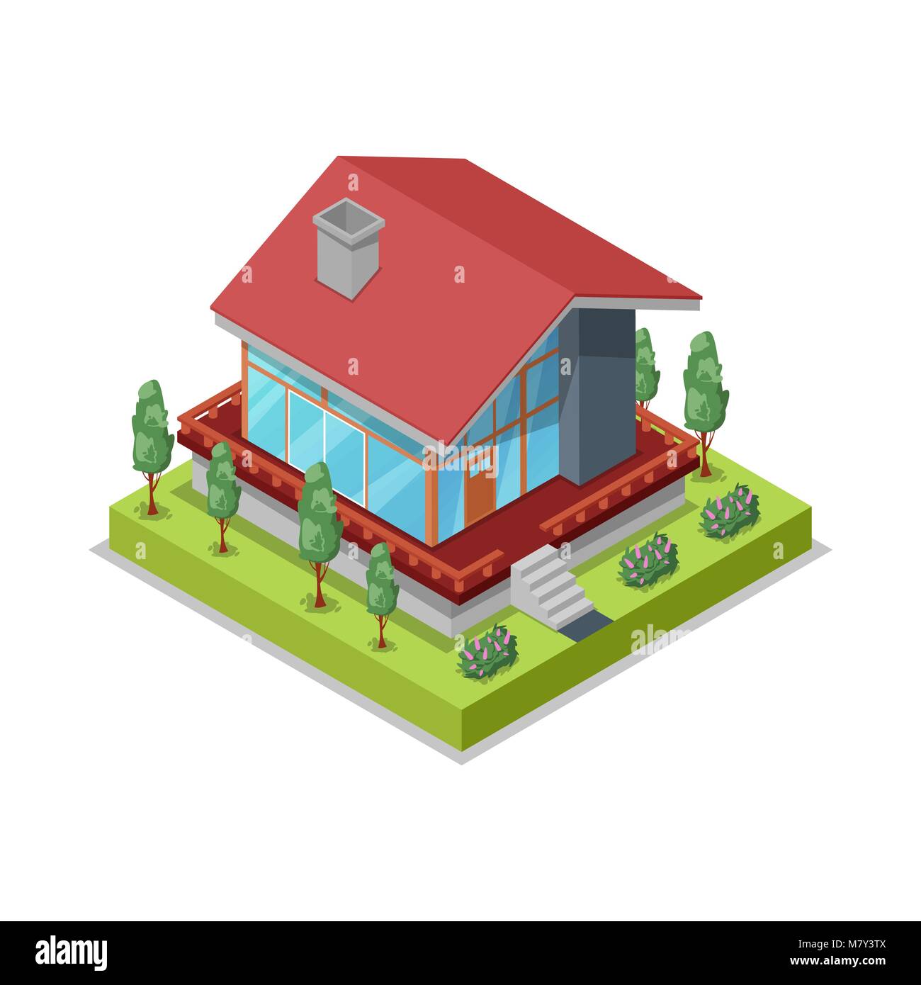 House landscape design isometric 3D icon Stock Vector Image & Art - Alamy