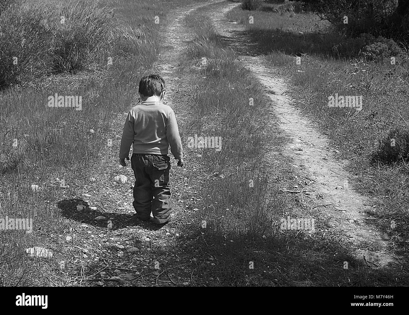 Little boy watching his first steps Stock Photo - Alamy