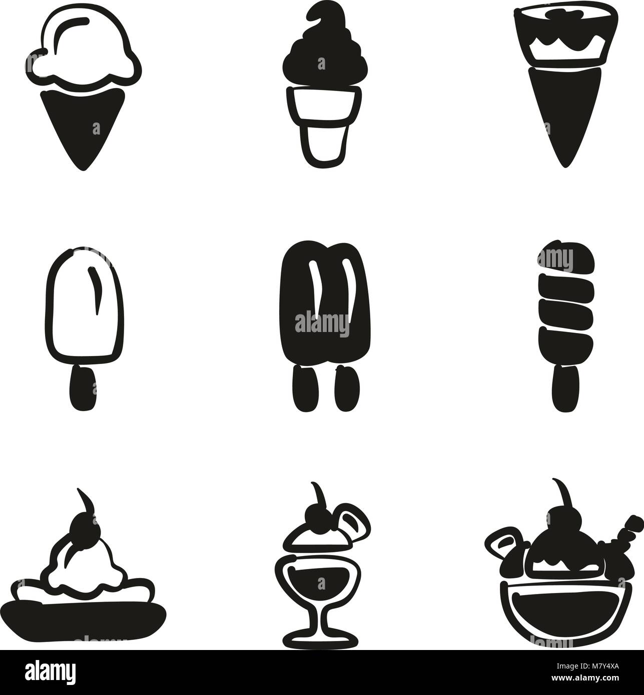 Ice Cream Icons Freehand Fill Stock Vector Image & Art - Alamy