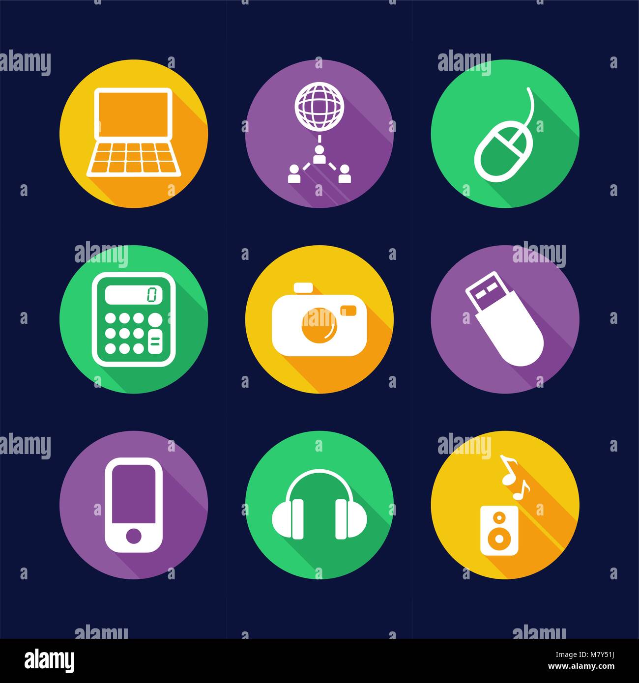IT Icons Flat Design Circle Stock Vector Image & Art - Alamy