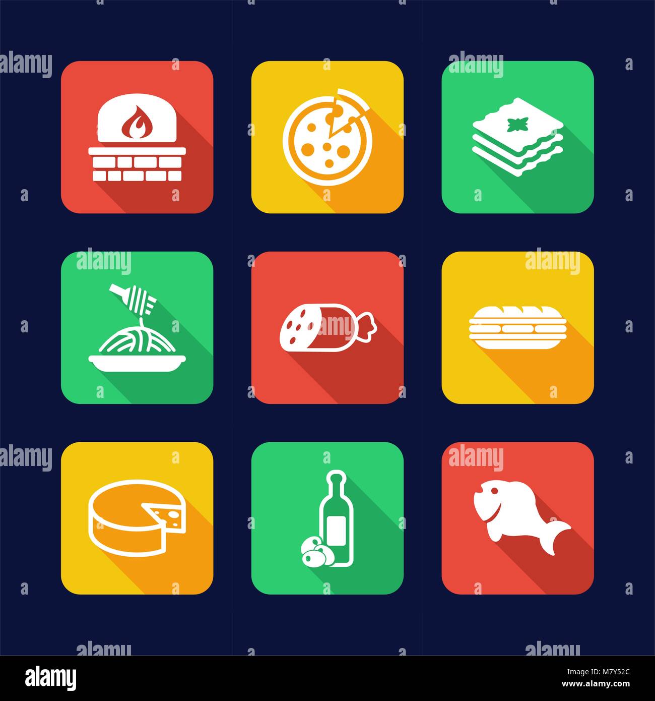 italian-food-icons-flat-design-stock-vector-image-art-alamy