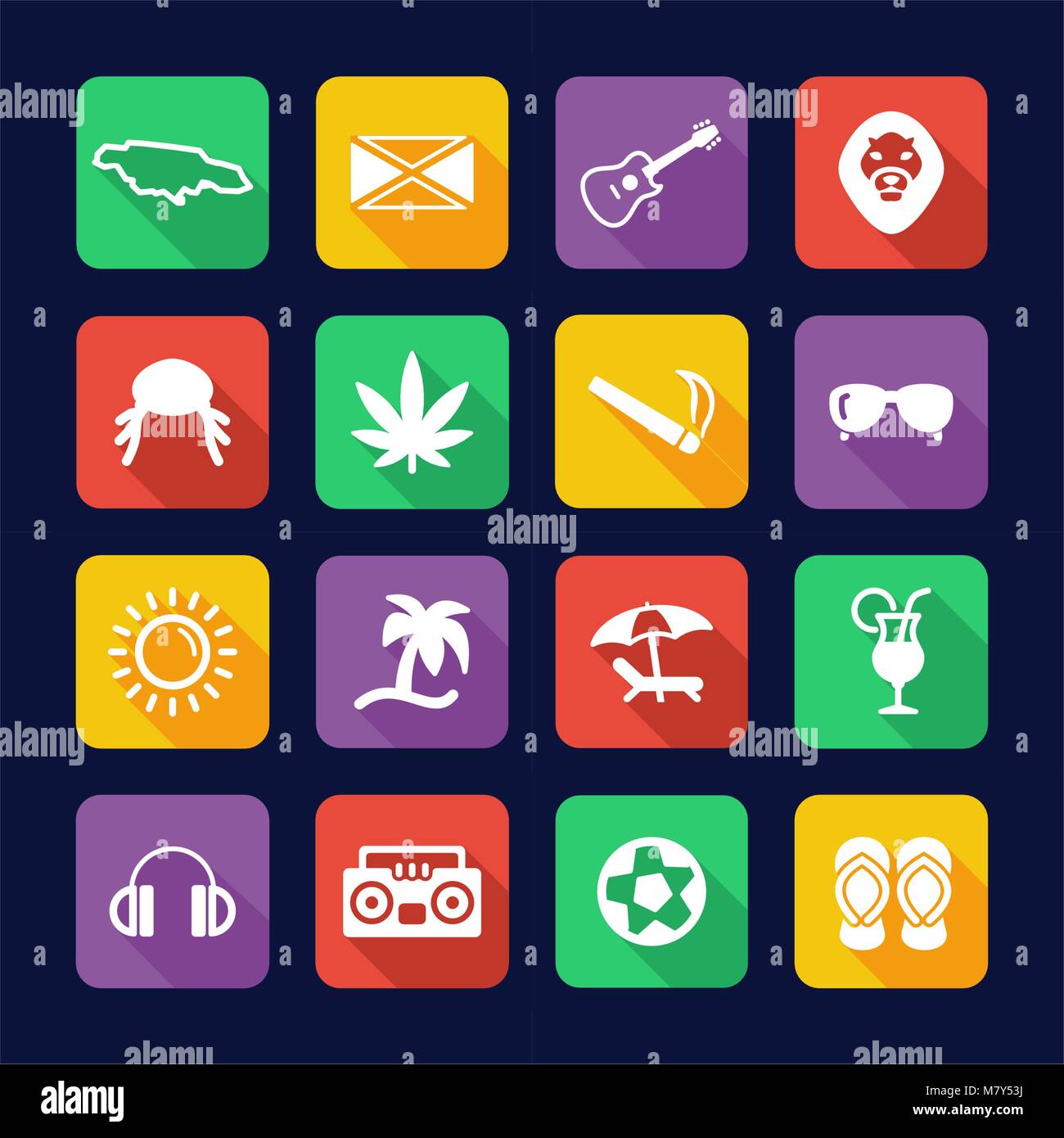 Jamaica Icons Flat Design Stock Vector Image & Art - Alamy