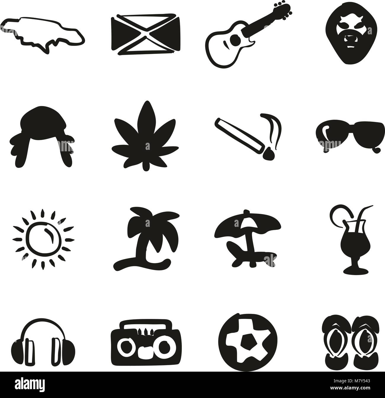Jamaica Icons Freehand Fill Stock Vector Image & Art - Alamy
