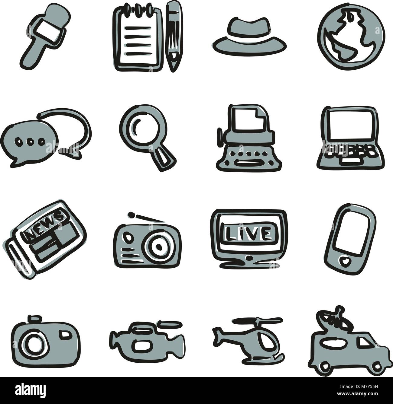 Journalist Or Reporter Icons Freehand 2 Color Stock Vector Image & Art ...