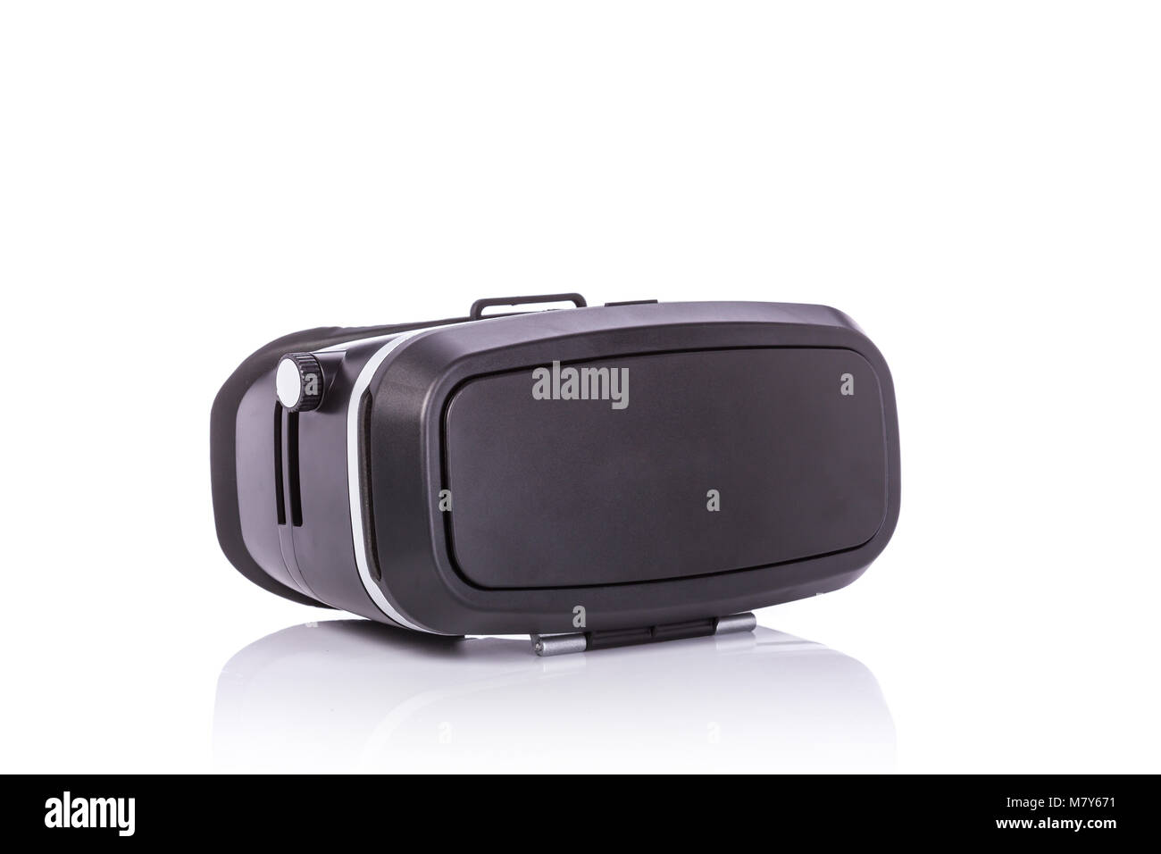 Close up black virtual reality glasses. Studio shot isolated on white background Stock Photo