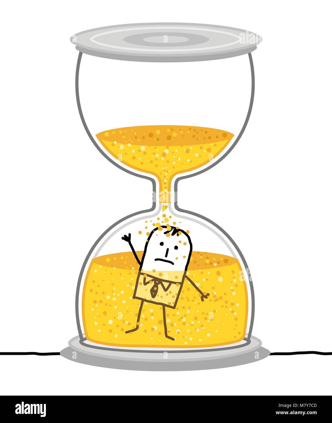 Cartoon Businessman in a Big Hourglass Stock Vector