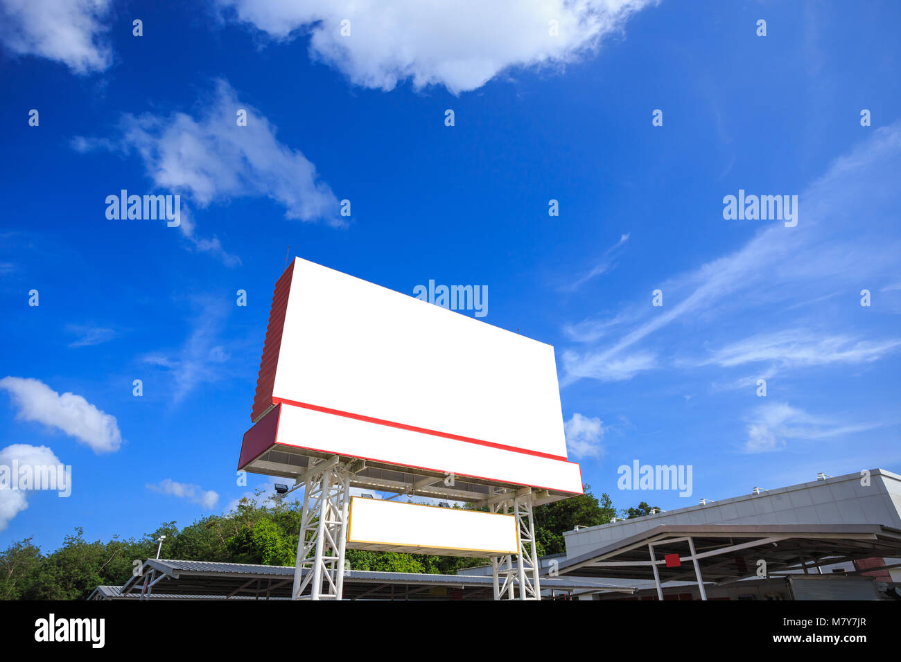 Empty large white blank advertising billboard. For design and advertisement concept Stock Photo