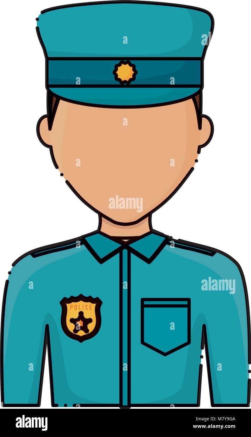 avatar police man icon over white background, colorful design. vector ...