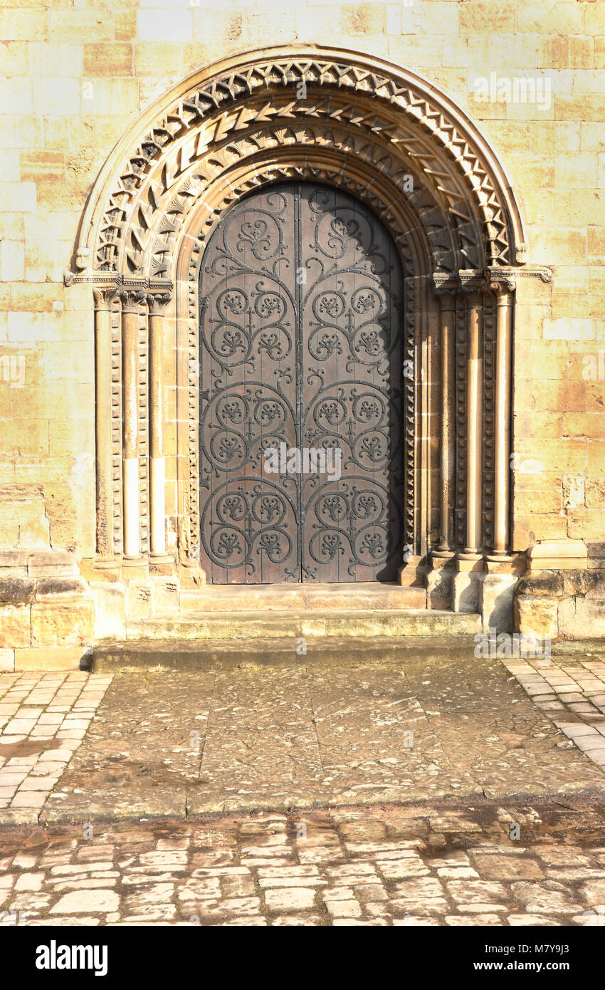 Priory church door, Worksop, Notts, UK Stock Photo