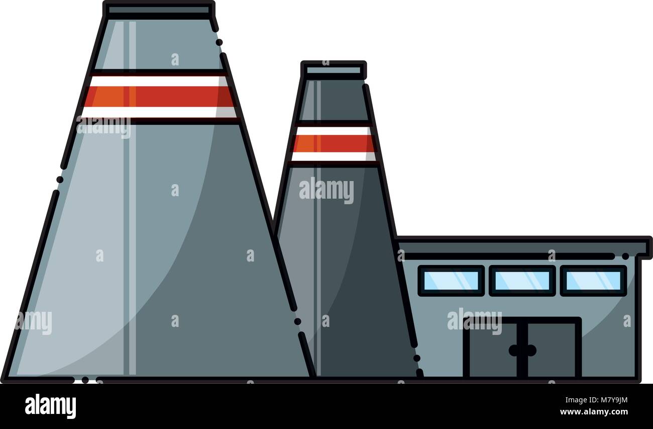 Industrial building icon over white background, colorful design. vector ...