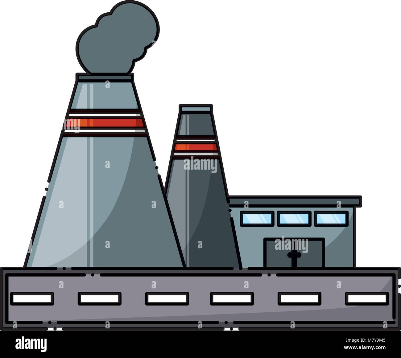 Industrial building icon over white background, colorful design. vector ...