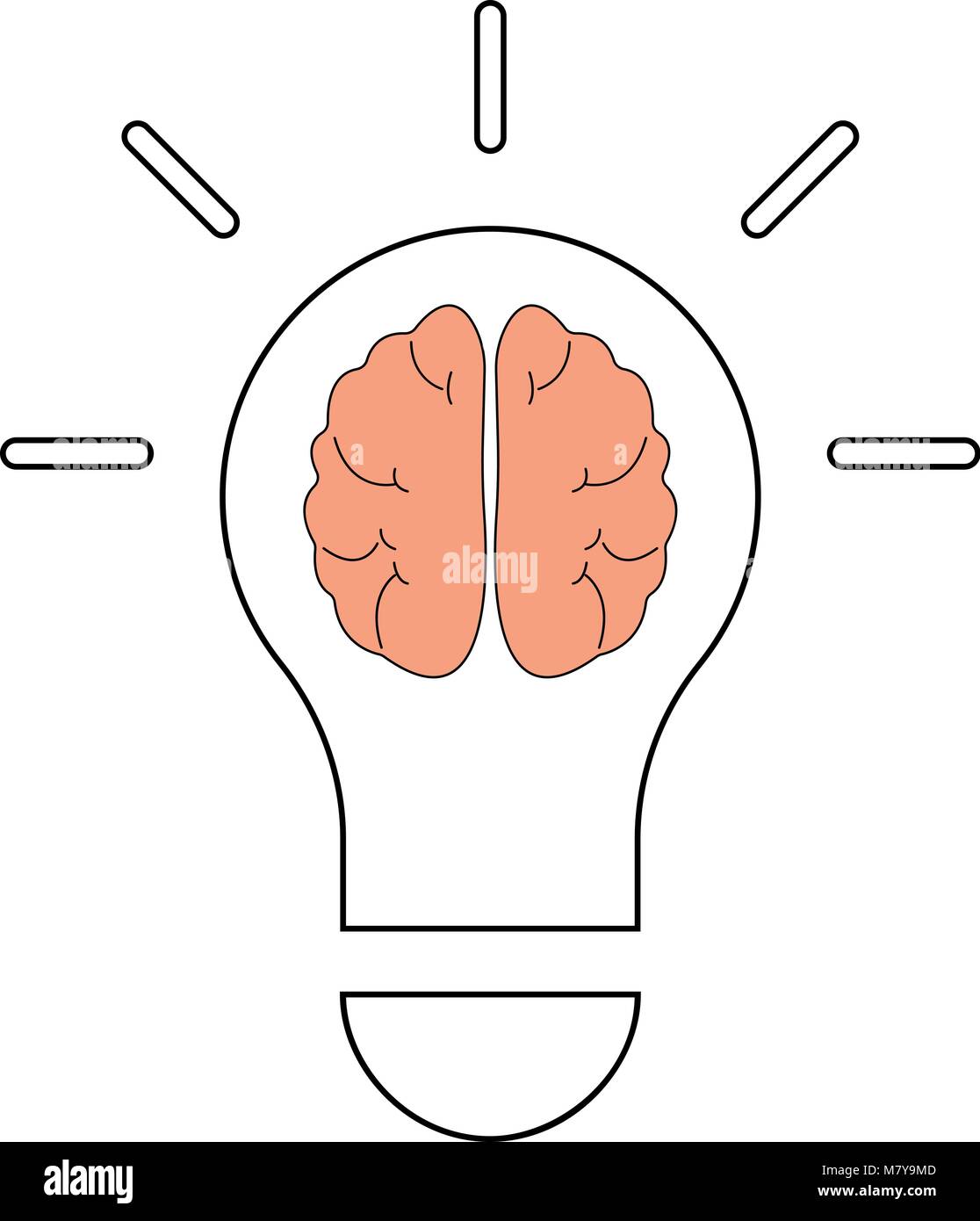 Brain bulb icon outline Stock Vector Images - Alamy