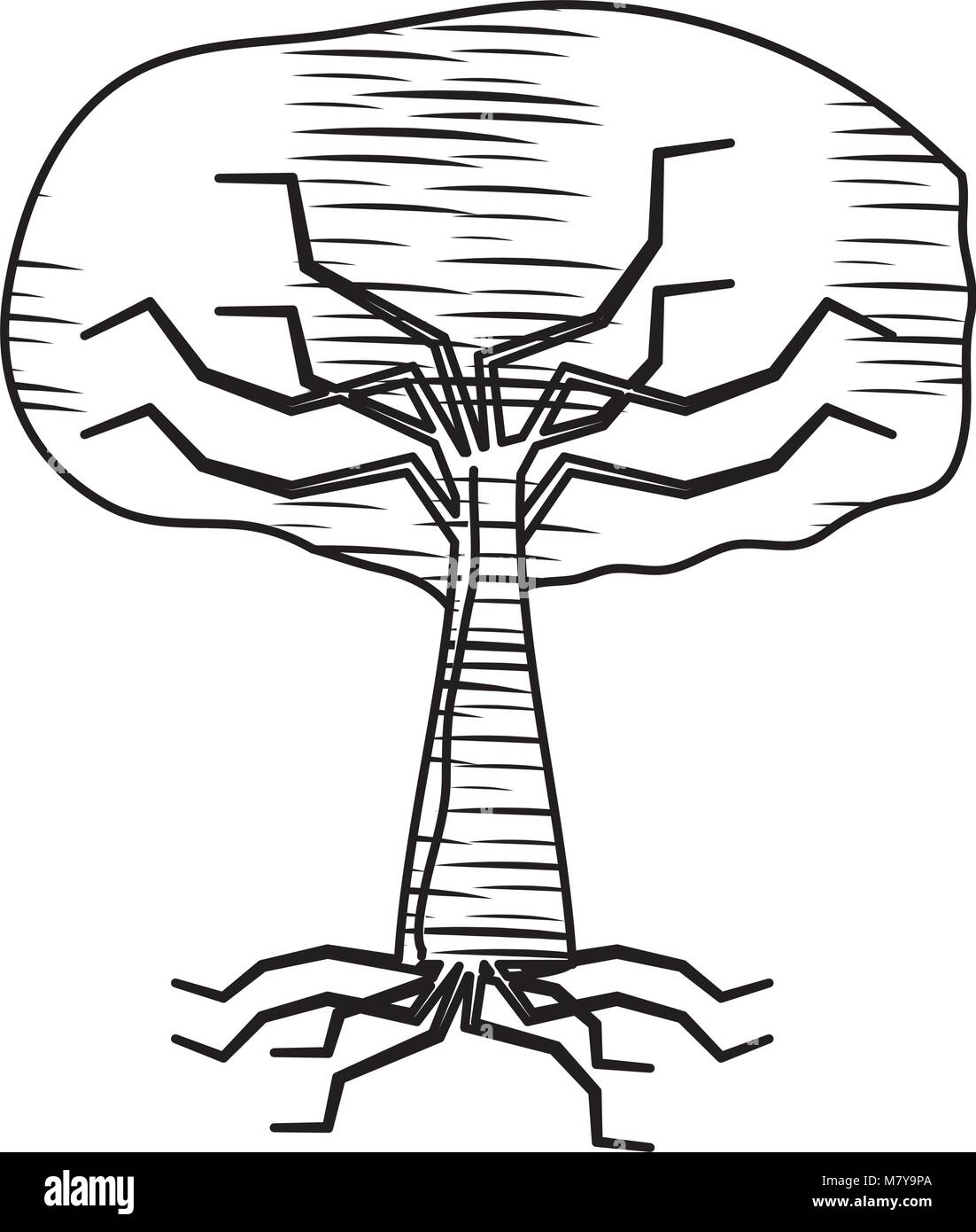 sketch of tree with root icon over white background, vector ...