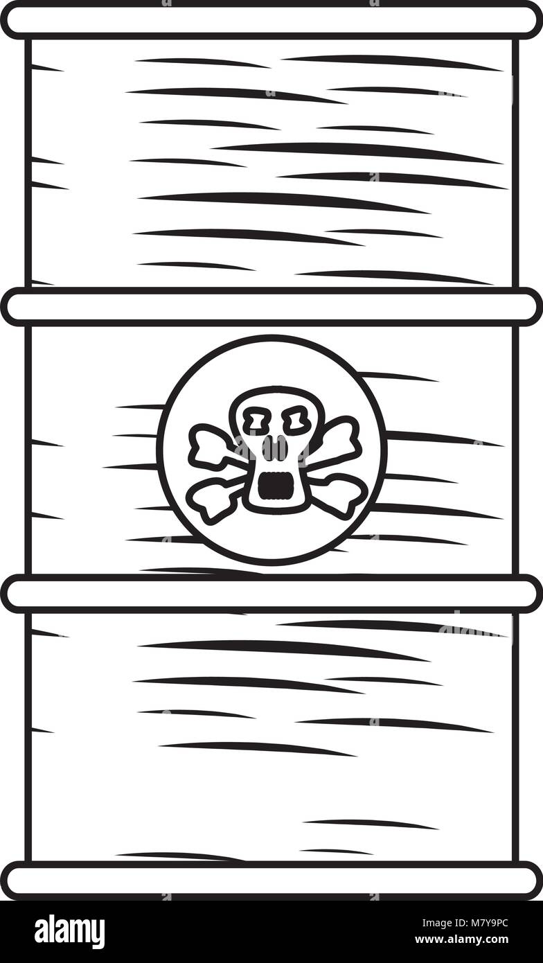 sketch of Toxic waste barrel icon over white background, vector