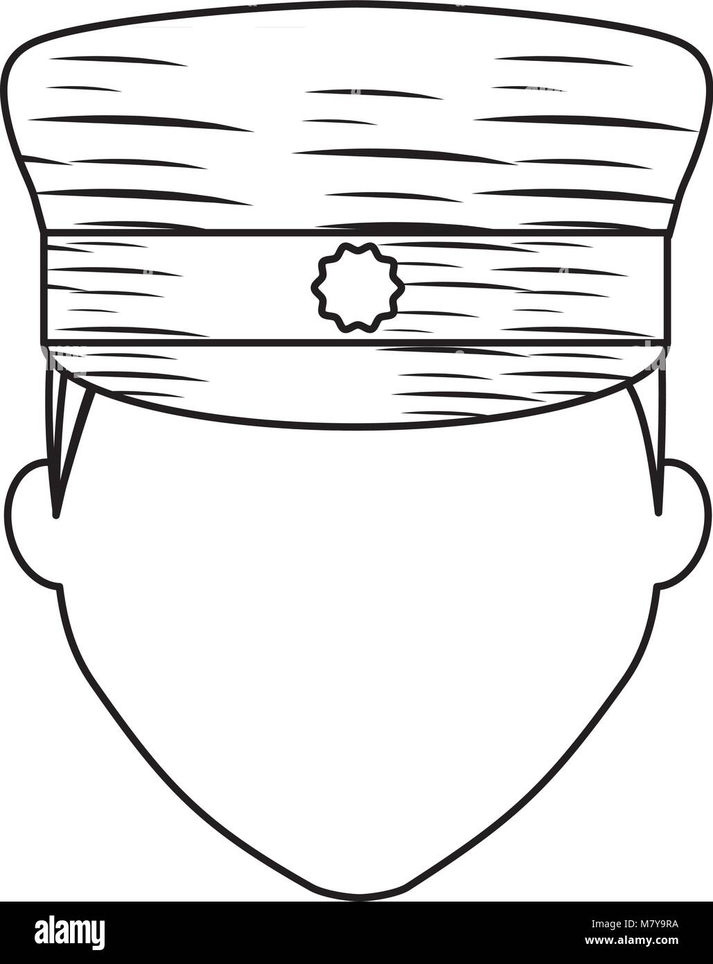 sketch of avatar police man face icon over white background, vector illustration Stock Vector